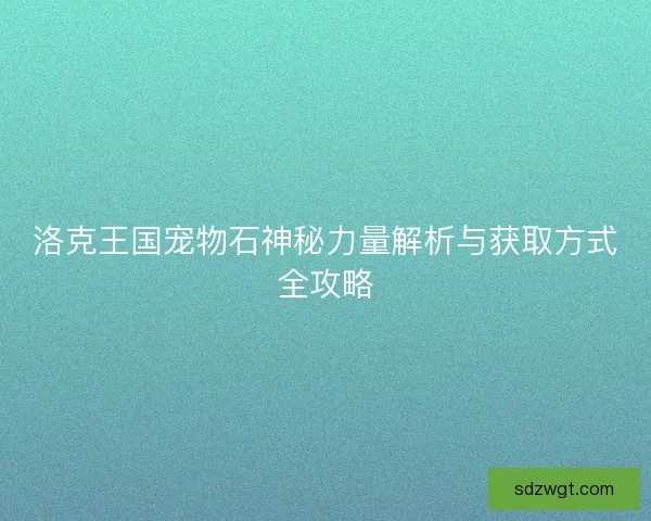 洛克王国宠物石神秘力量解析与获取方式全攻略